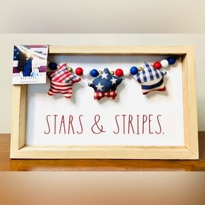 Rae Dunn Patriotic Stars and Stripes Garland Sign